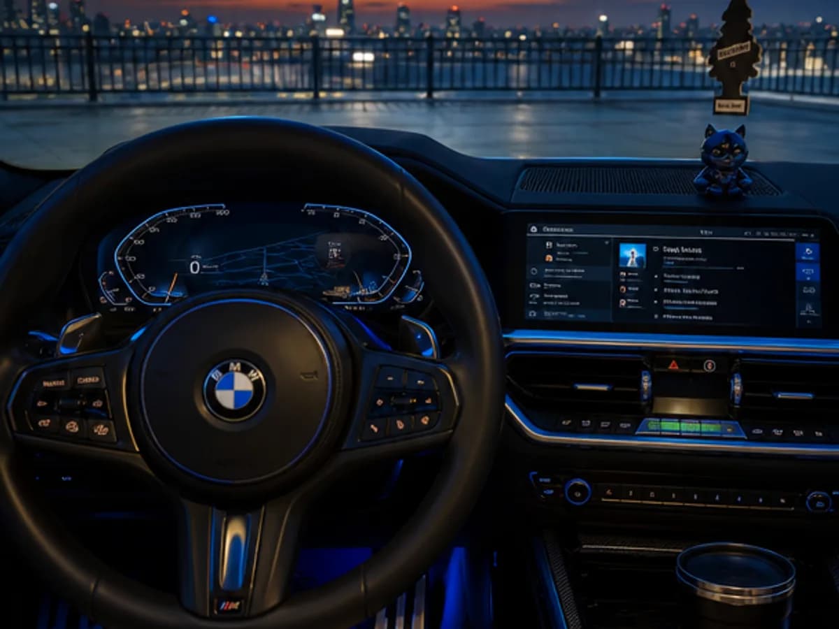 Sport cabin transformation with electric-blue dashboard accents
